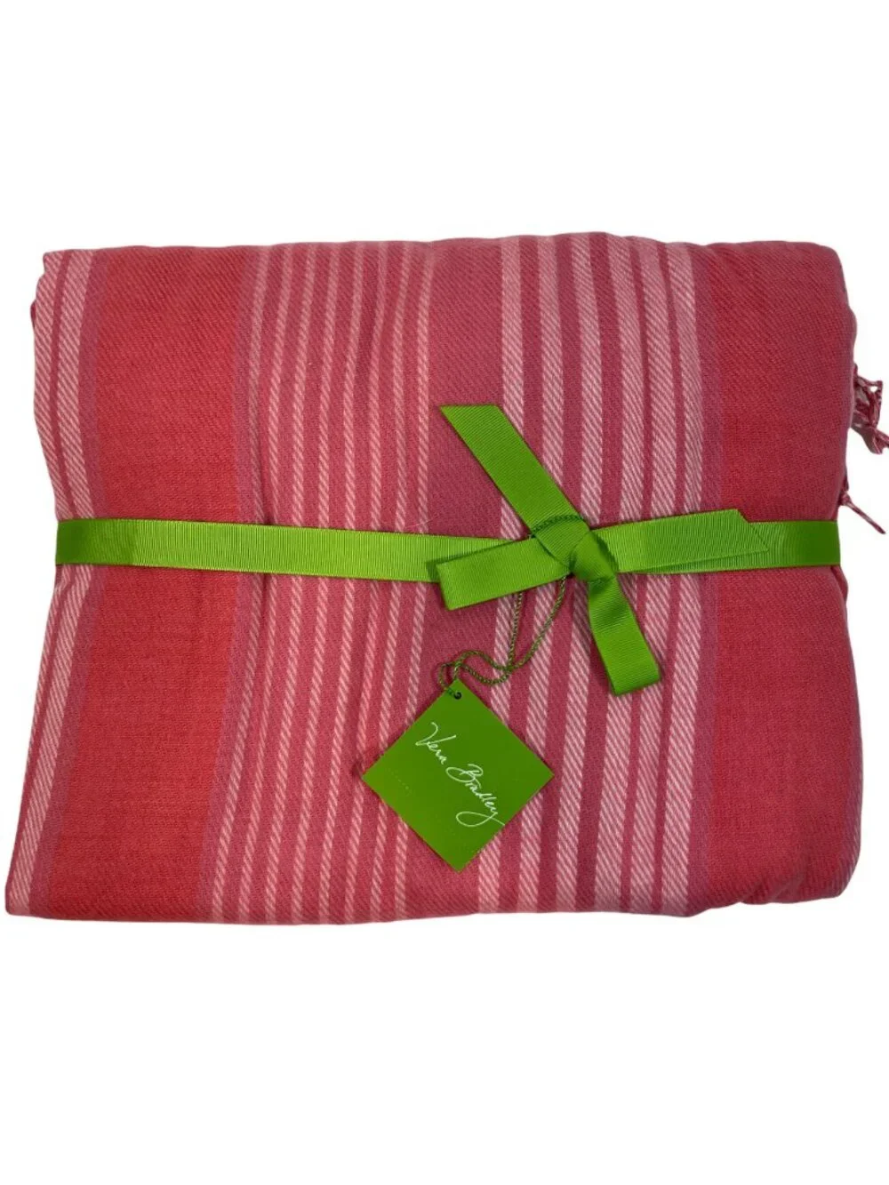 NWT Vera Bradley Soft Woven Throw Blanket in Pink Tonal Stripe 66 X 56 Soft